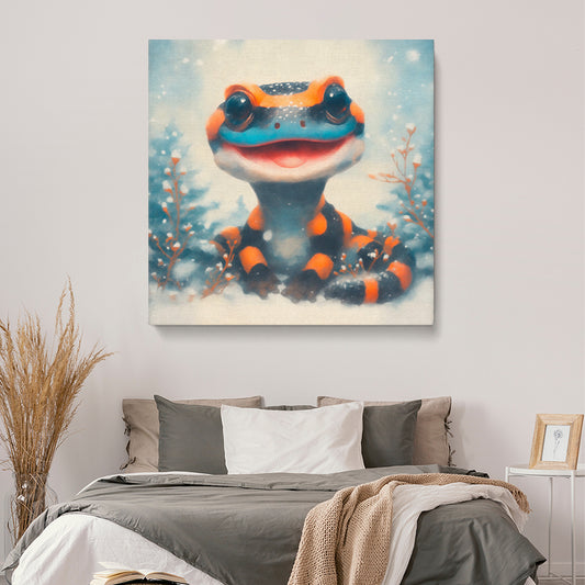 Smiling Salamander in Snow Contemporary Art Artesty
