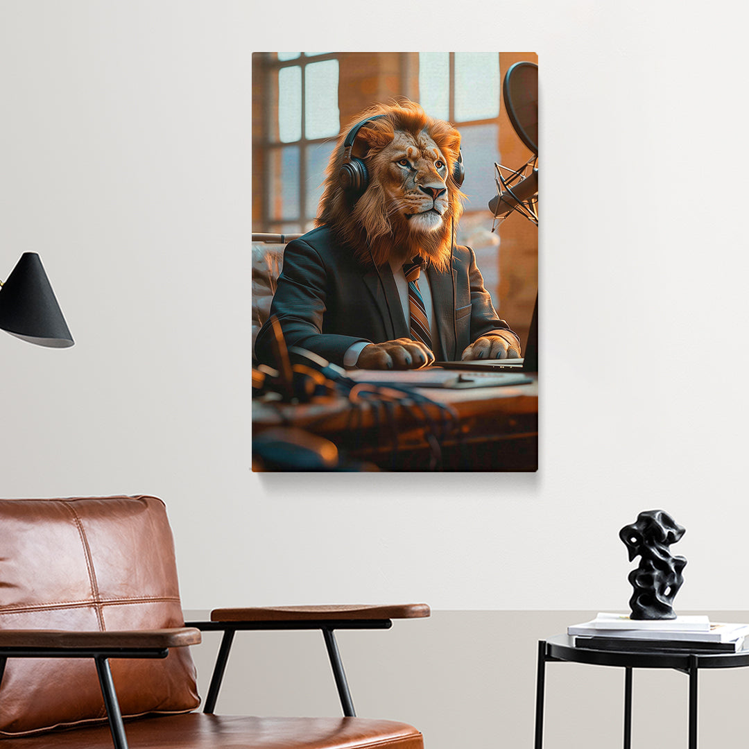 Lion Journalist in Suit Canvas Prints Artesty