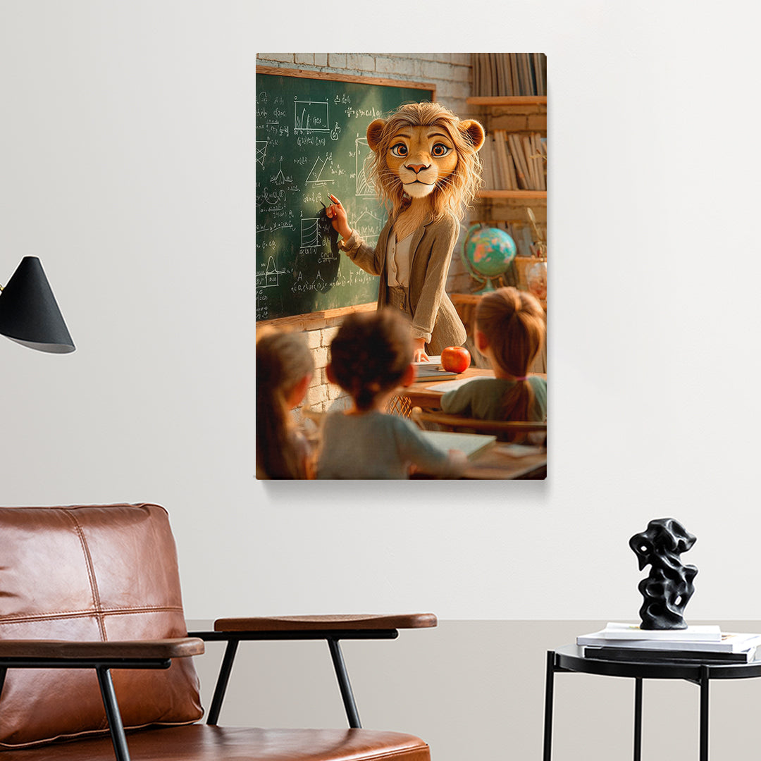 Lion Teacher in Classroom Canvas Prints Artesty 1 Panel 16"x24"