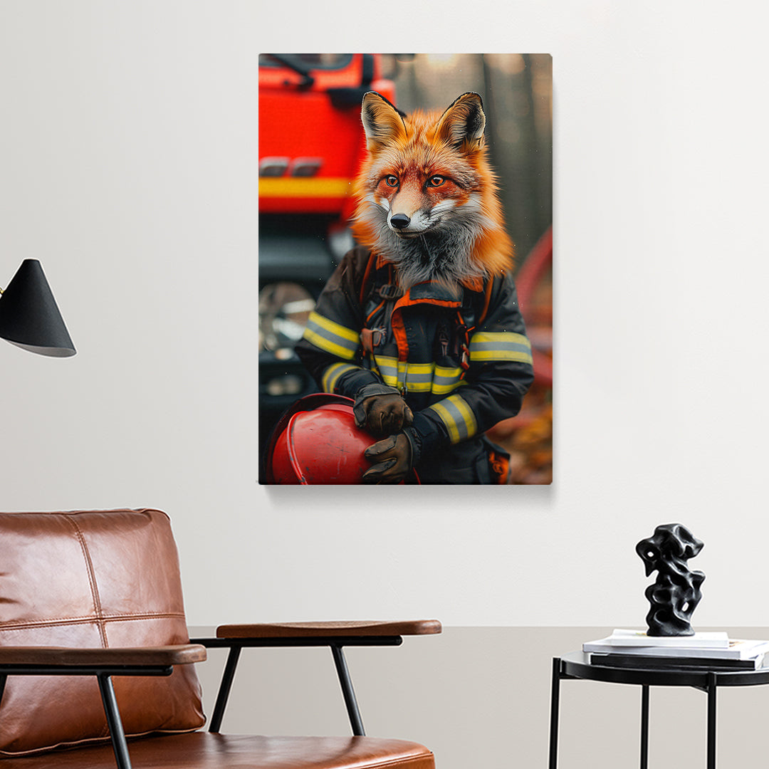 Firefighter Fox Portrait Canvas Prints Artesty