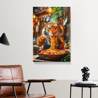 Funny Tiger Eating Cherry Tomato Spaghetti Canvas Prints Artesty