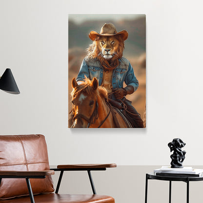 Lion Cowboy Riding Horse Canvas Prints Artesty 1 Panel 16"x24"