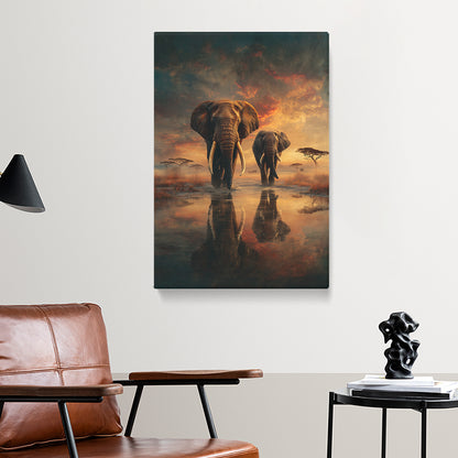 Majestic African Elephants at Sunset Canvas Prints Artesty