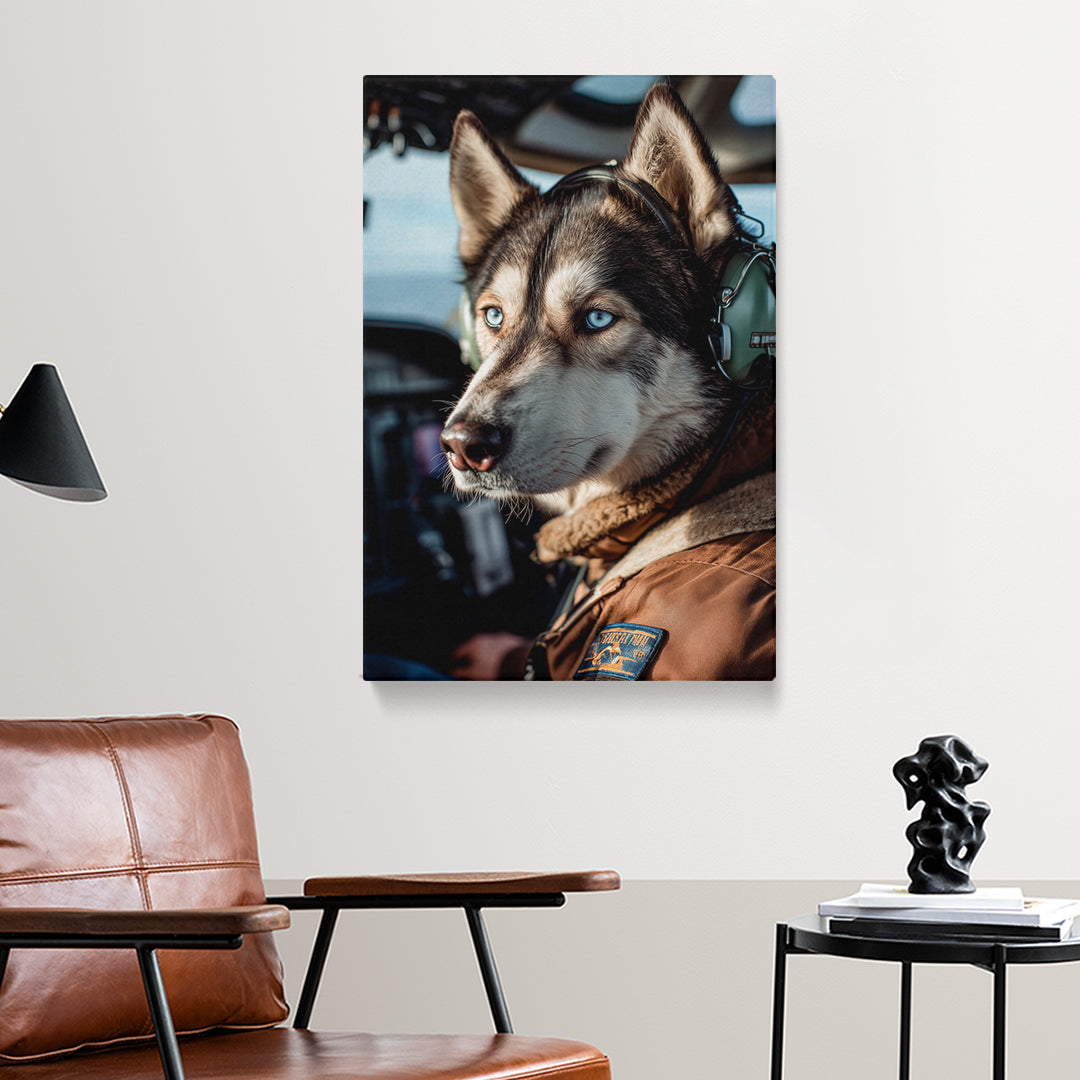 Husky Pilot Portrait Canvas Prints Artesty
