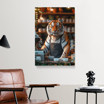 Barista Tiger Canvas Prints Artesty 1 Panel 16"x24"