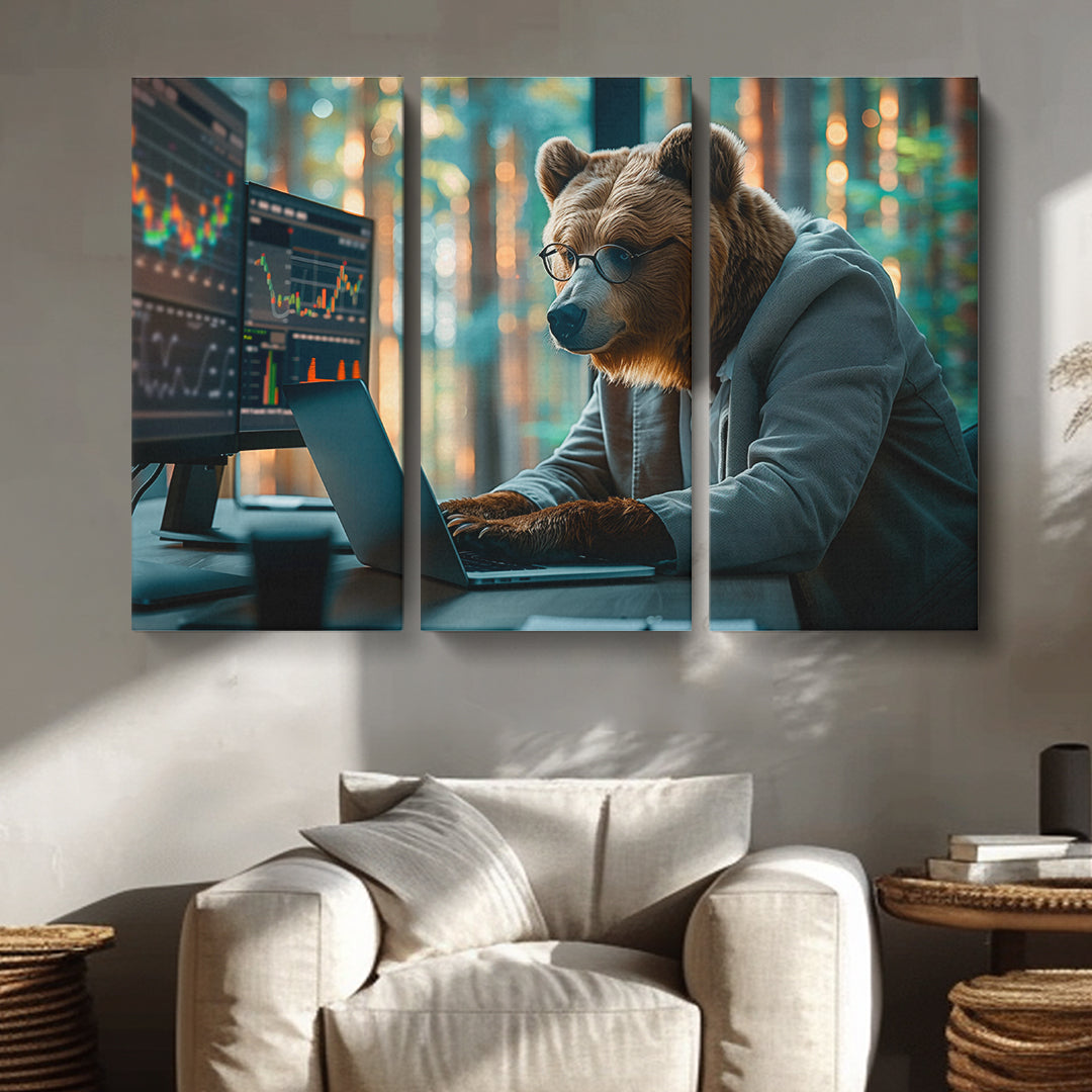 Bear Programmer Animals Canvas Print Artesty