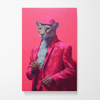 Leopard in Pink Suit and Cap Canvas Prints Artesty