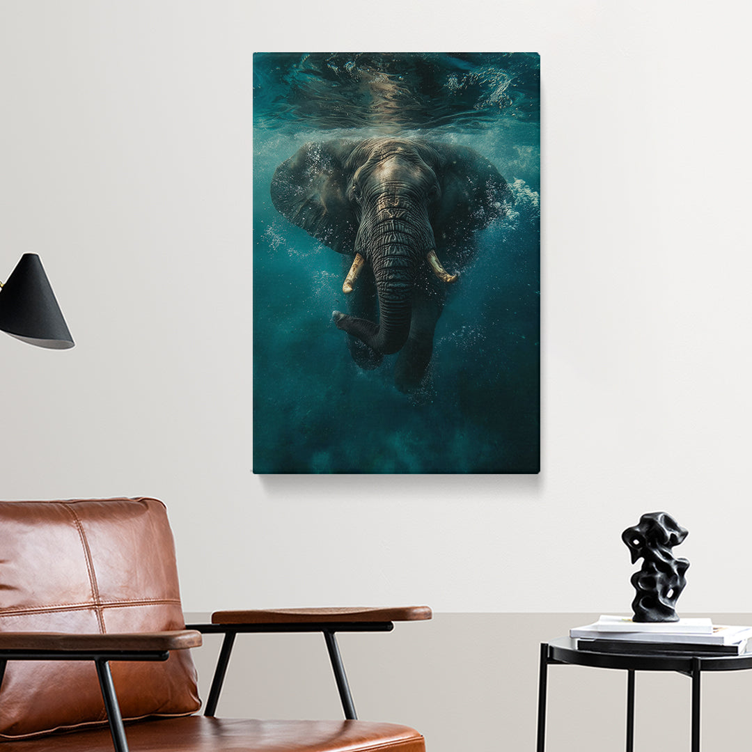 Majestic Elephant Swimming Underwater Canvas Prints Artesty