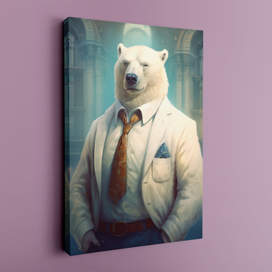 Polar Bear in Suit, Animal Office Decor Canvas Prints Artesty 1 Panel 35"x55" 