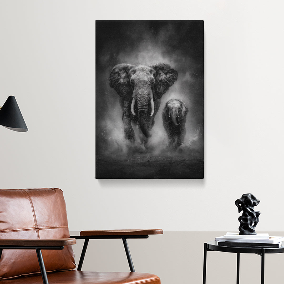 Black and White Elephants Canvas Prints Artesty