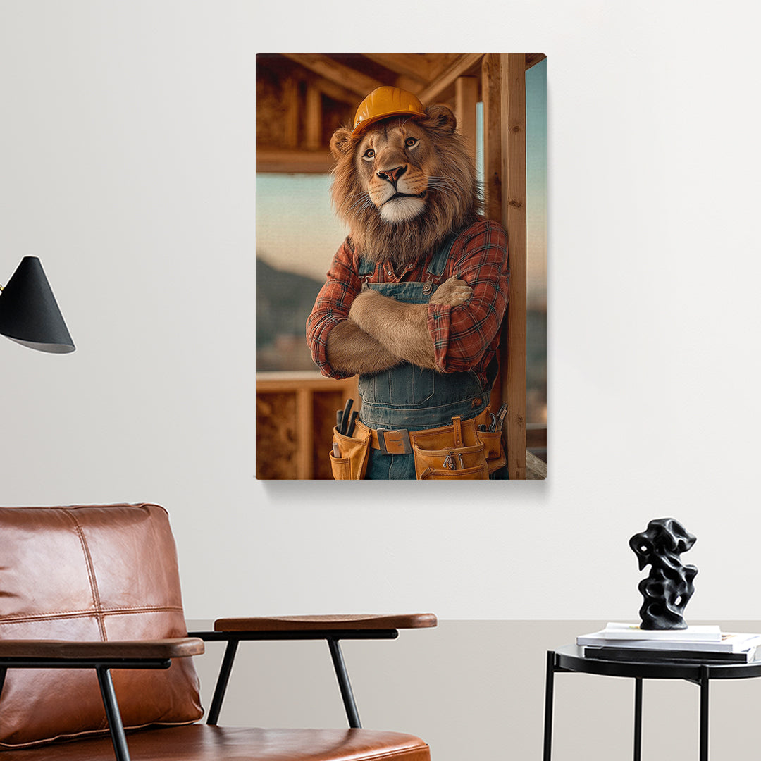 Construction Worker Lion Canvas Prints Artesty 1 Panel 16"x24"