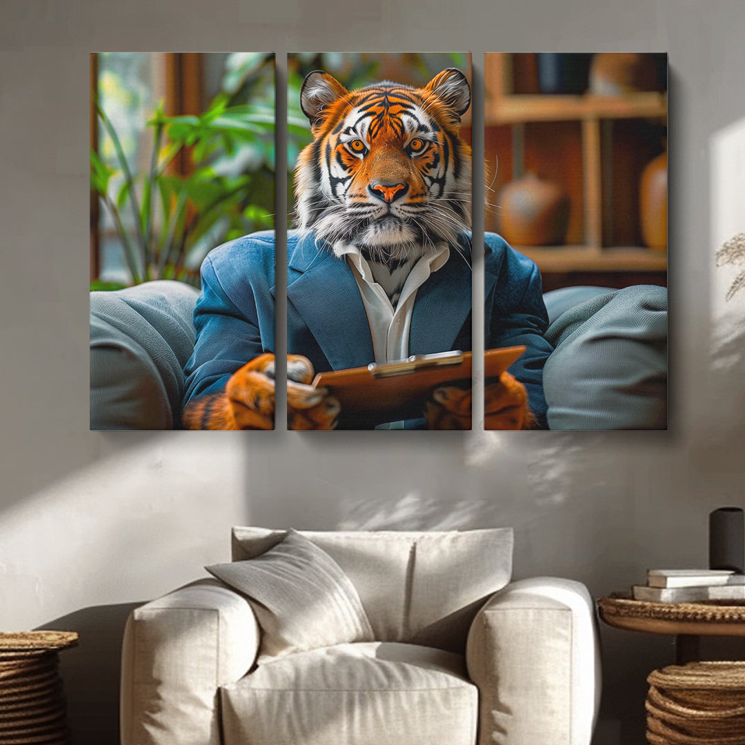 Tiger Therapist Animals Canvas Print Artesty 3 panels 36" x 24"