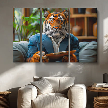 Tiger Therapist Animals Canvas Print Artesty 3 panels 36" x 24"