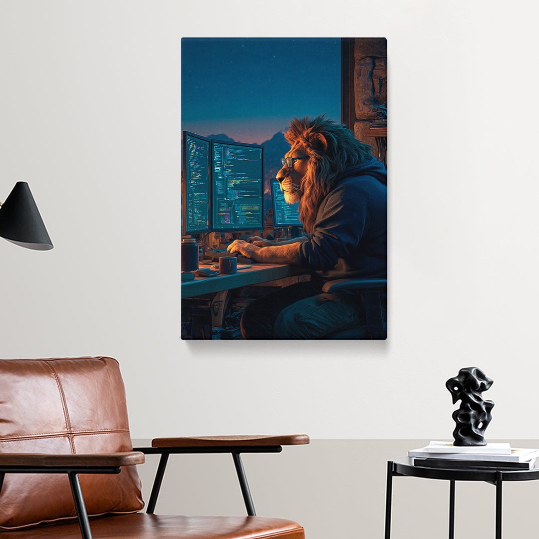 Lion Programmer Canvas Prints Artesty 1 Panel 16"x24"