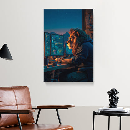 Lion Programmer Canvas Prints Artesty 1 Panel 16"x24"