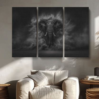 Black and White Elephant Animals Canvas Print Artesty