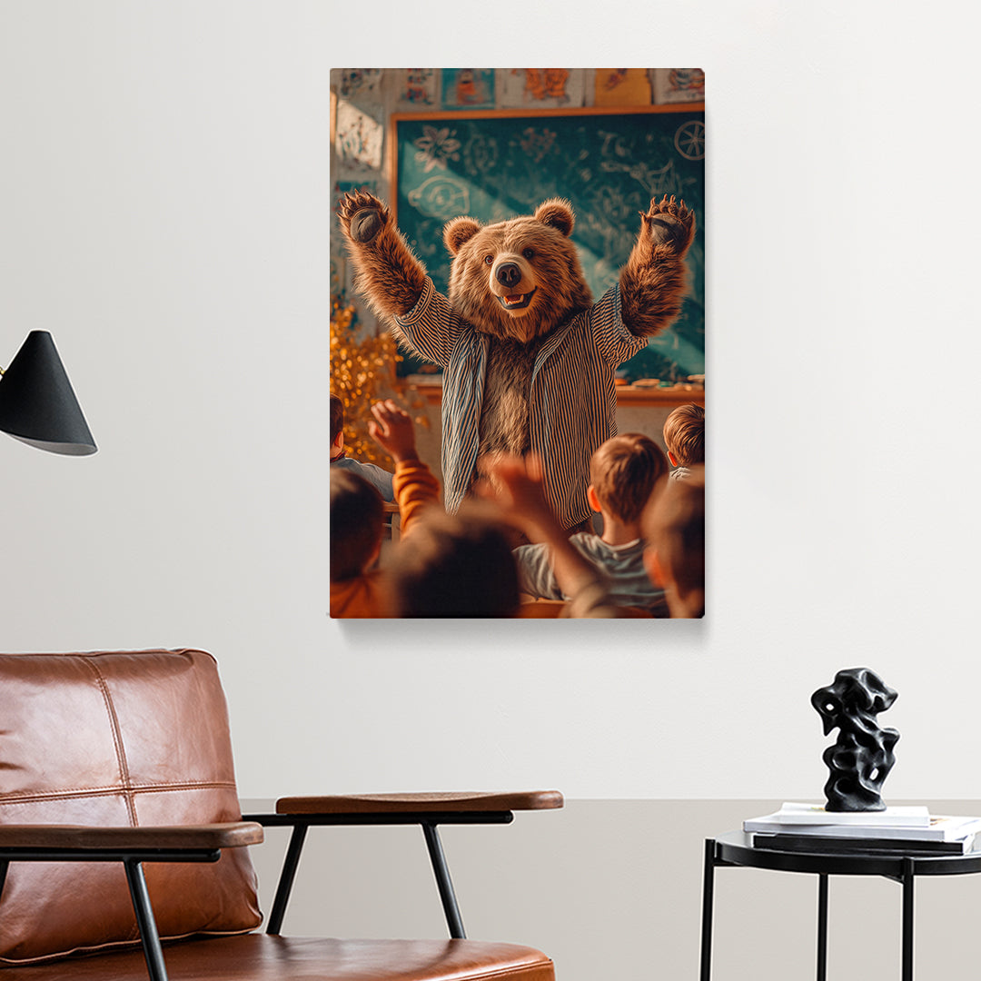 Happy Bear Teacher in Classroom Canvas Prints Artesty