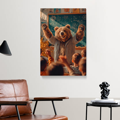 Happy Bear Teacher in Classroom Canvas Prints Artesty