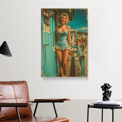 Sunny Vintage Pin-Up Girl Canvas Prints Artesty