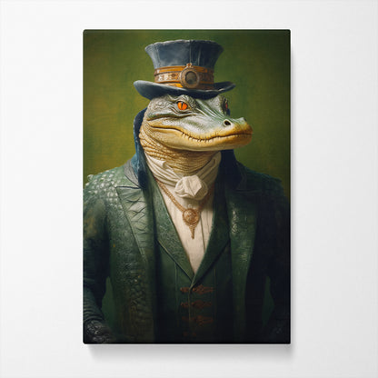 Steampunk Alligator in Green Suit Canvas Prints Artesty