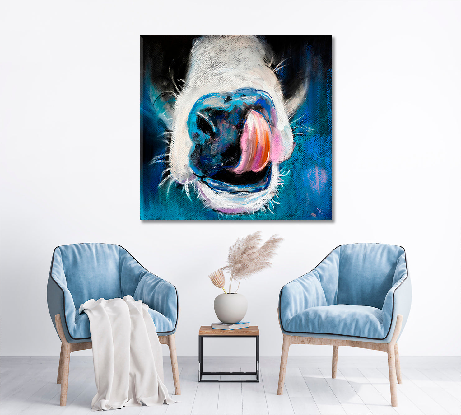 Funny Whimsical Animals Cow Sticking Tongue Out Animals Canvas Print Artesty   