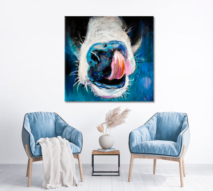 Funny Whimsical Animals Cow Sticking Tongue Out Animals Canvas Print Artesty   