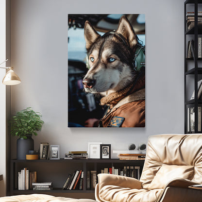 Husky Pilot Portrait Canvas Prints Artesty