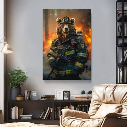Bear Firefighter Canvas Prints Artesty