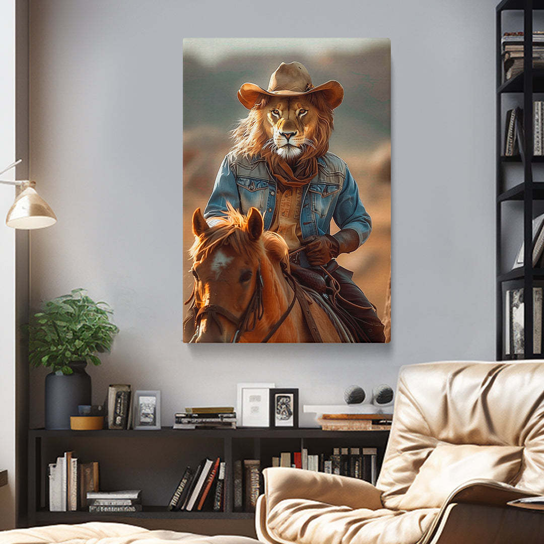 Lion Cowboy Riding Horse Canvas Prints Artesty