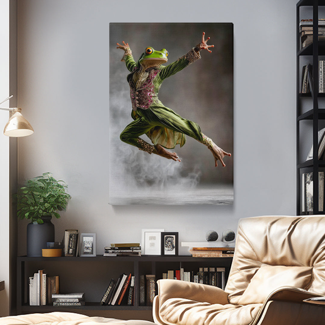Elegant Dancing Frog in Costume Canvas Prints Artesty