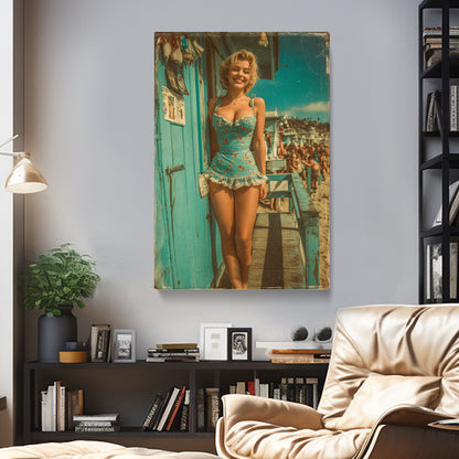 Sunny Vintage Pin-Up Girl Canvas Prints Artesty