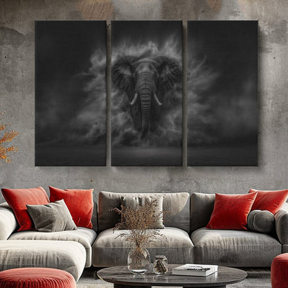 Black and White Elephant Animals Canvas Print Artesty 3 panels 36" x 24"