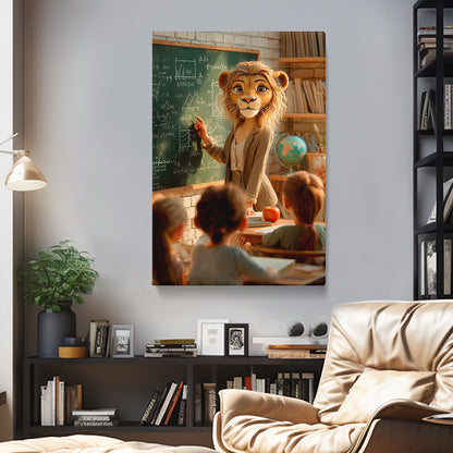 Lion Teacher in Classroom Canvas Prints Artesty