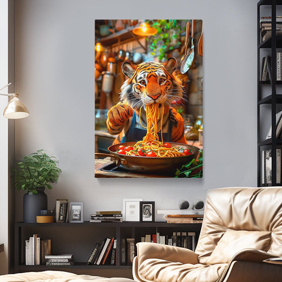 Funny Tiger Eating Cherry Tomato Spaghetti Canvas Prints Artesty