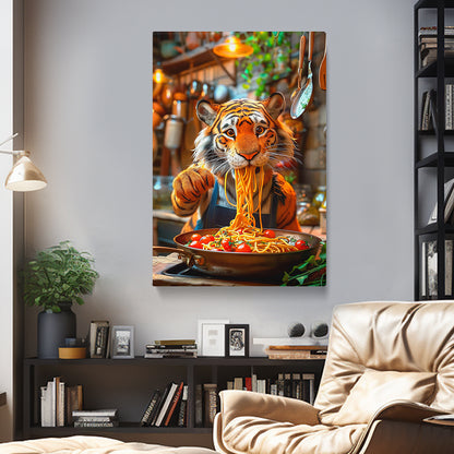 Funny Tiger Eating Cherry Tomato Spaghetti Canvas Prints Artesty