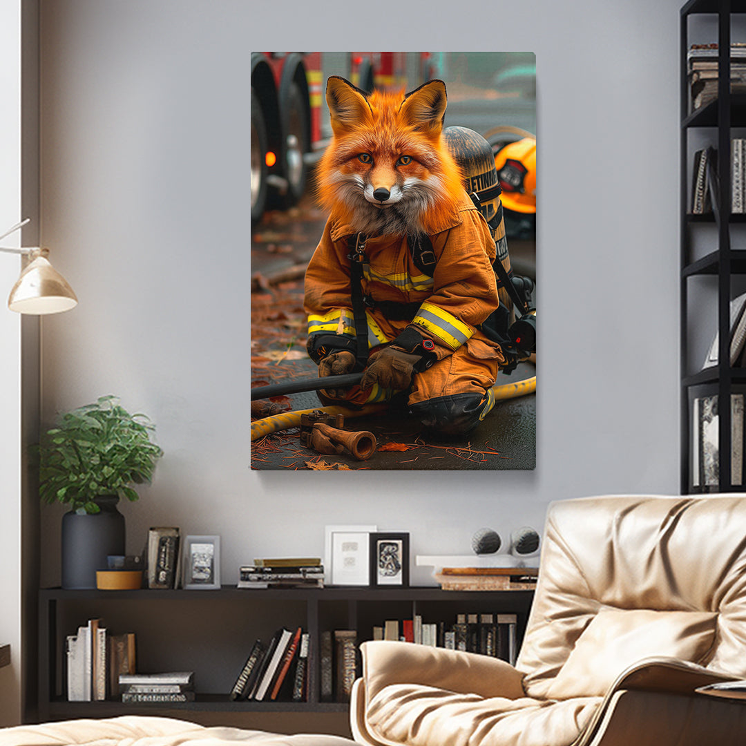 Firefighter Fox Canvas Prints Artesty