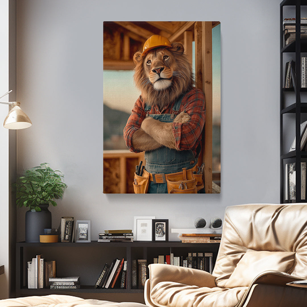 Construction Worker Lion Canvas Prints Artesty