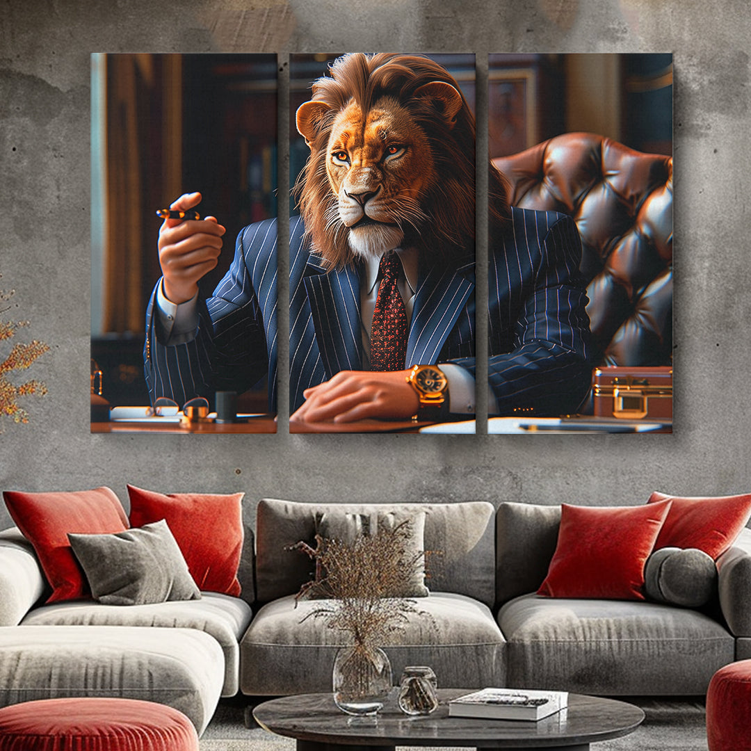 Powerful Lion Boss Animals Canvas Print Artesty