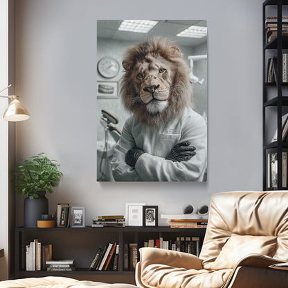 Lion Dressed as Dentist Canvas Prints Artesty