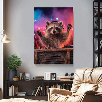 DJ Raccoon Portrait Canvas Prints Artesty