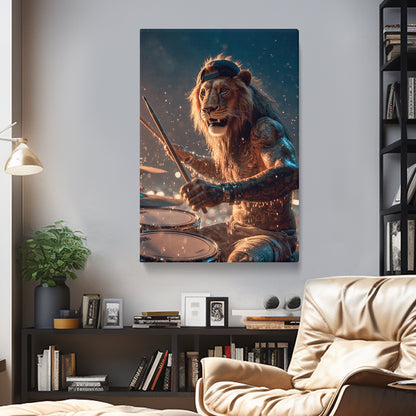 Tattooed Lion Drummer Canvas Prints Artesty 1 Panel 16"x24"
