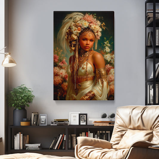 African Goddess with Floral Crown Canvas Prints Artesty 1 Panel 16"x24"