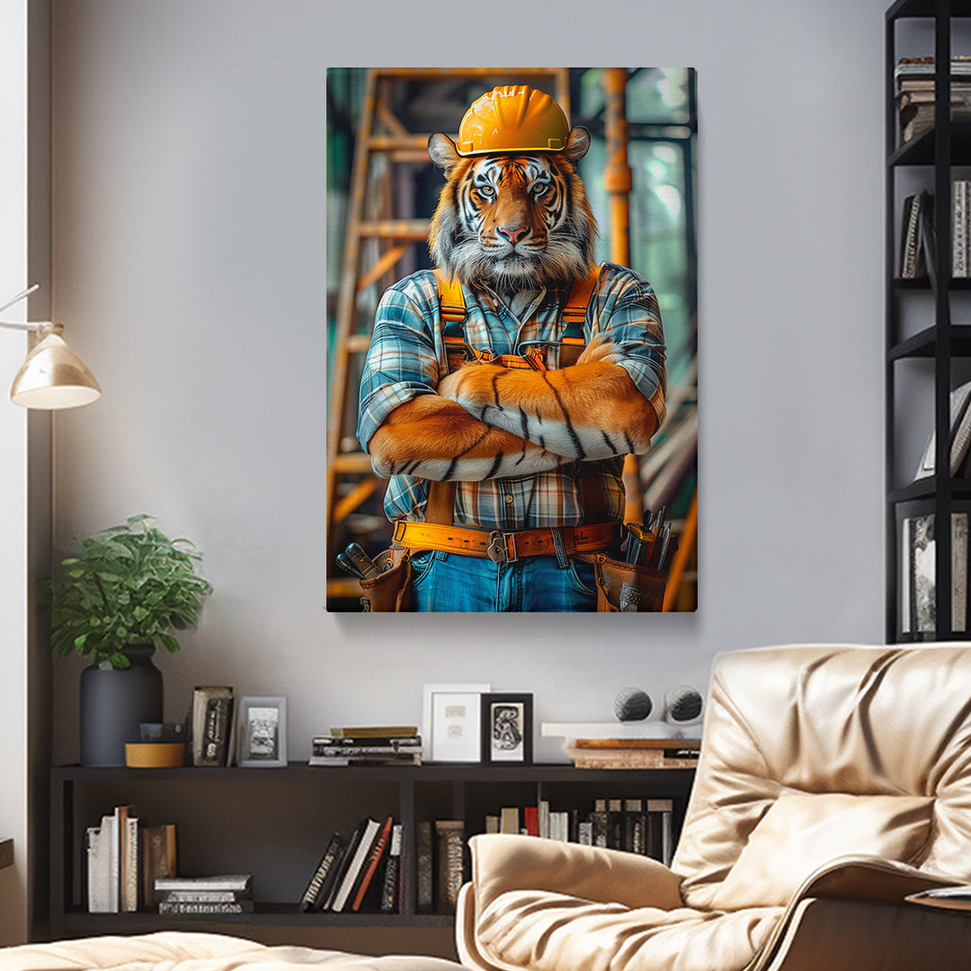 Confident Builder Tiger Canvas Prints Artesty 1 Panel 16"x24"