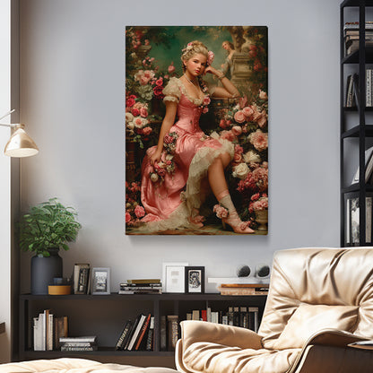 Elegant Woman in Pink Corset Wall Art