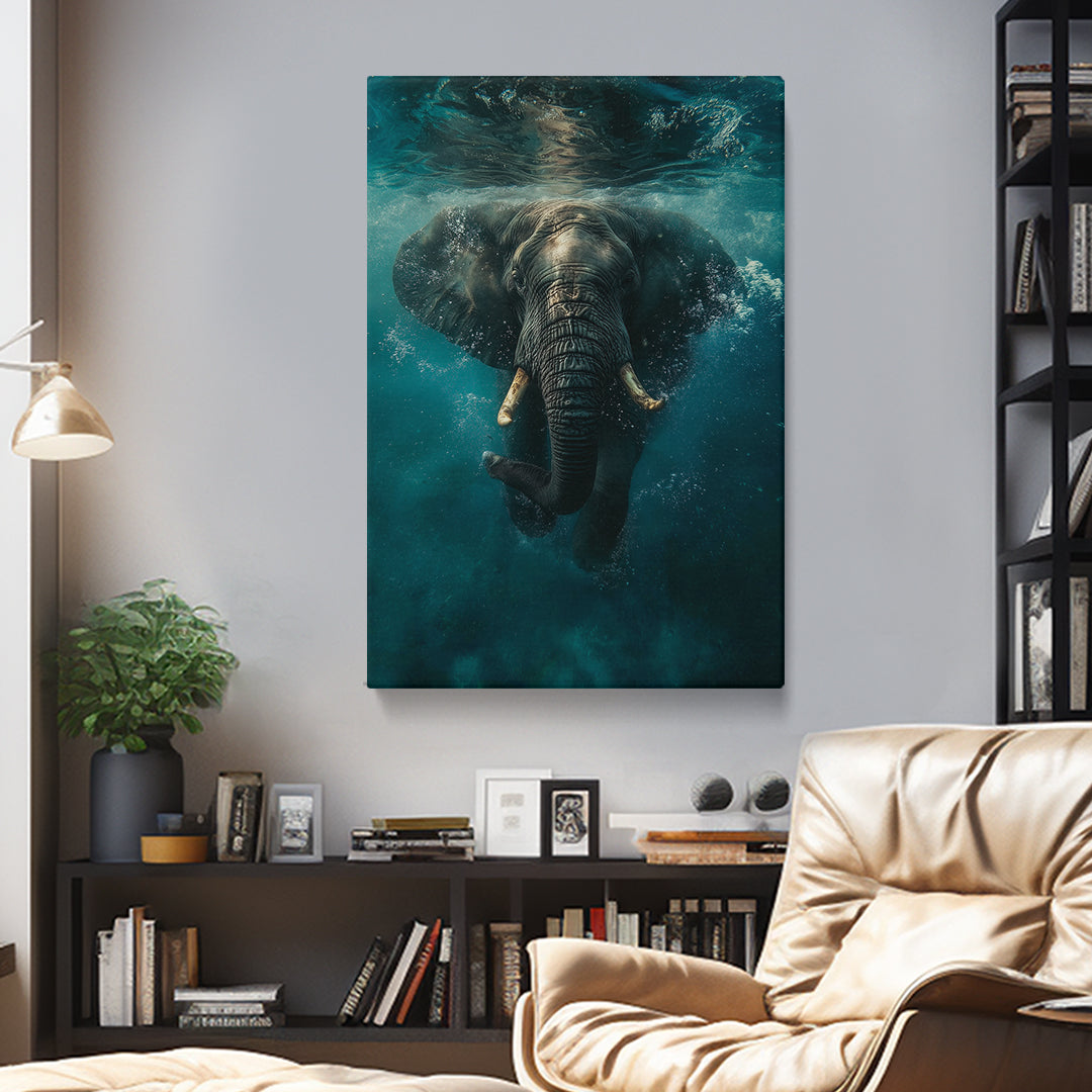Majestic Elephant Swimming Underwater Canvas Prints Artesty