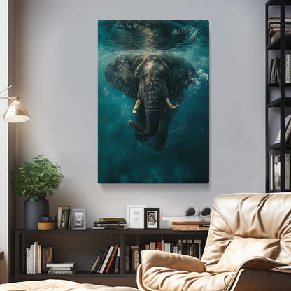 Majestic Elephant Swimming Underwater Canvas Prints Artesty