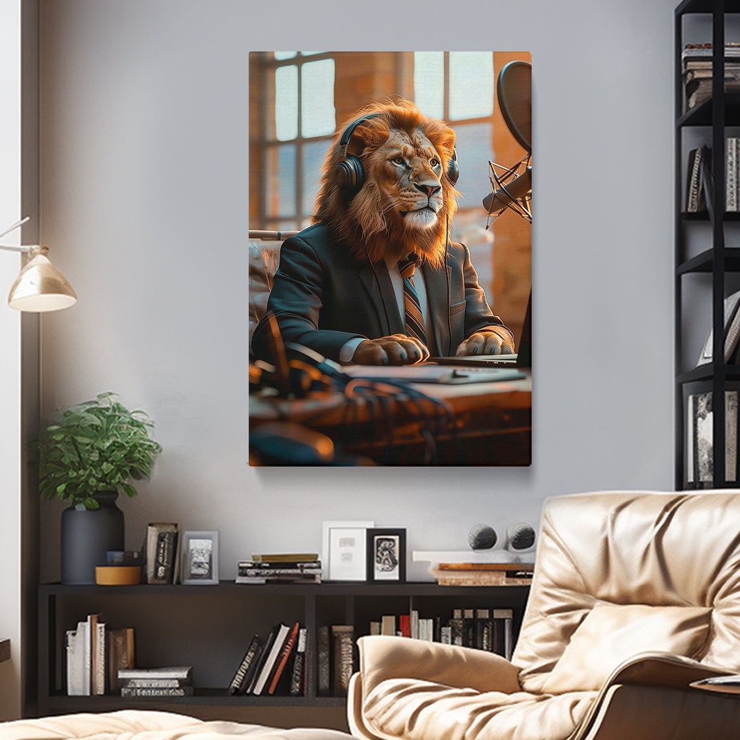 Lion Journalist in Suit Canvas Prints Artesty
