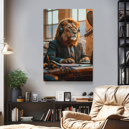 Lion Journalist in Suit Canvas Prints Artesty