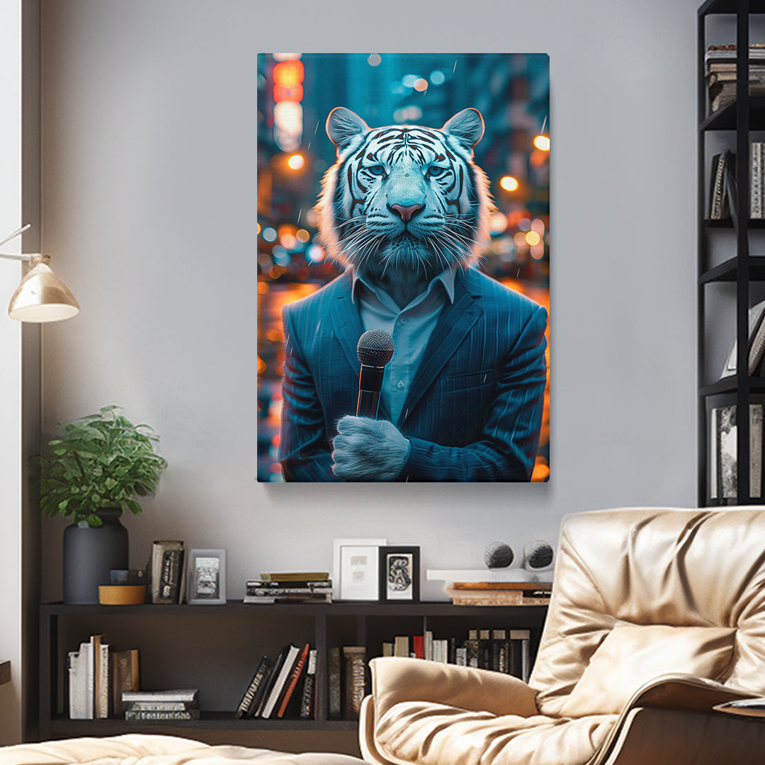 White Tiger News Reporter Canvas Prints Artesty