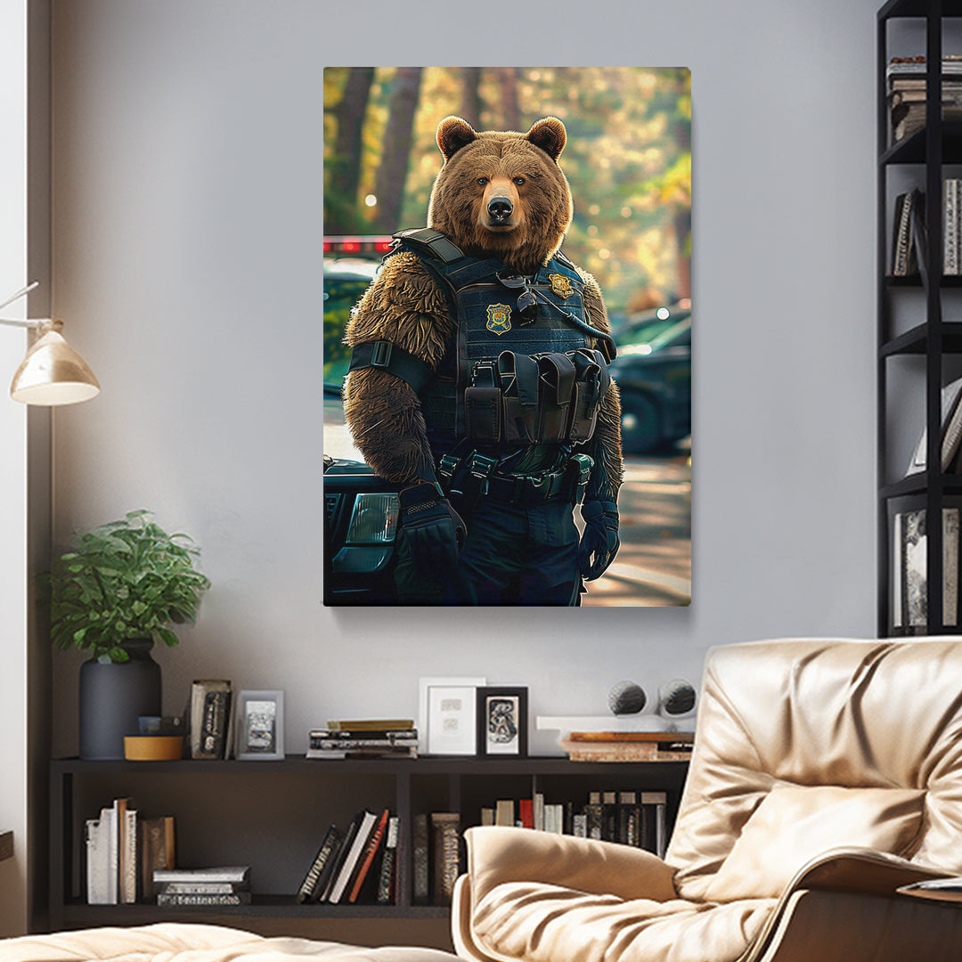 Grizzly Bear Police Officer Canvas Prints Artesty 1 Panel 16"x24"